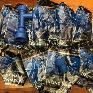 Lot Of 19 Deep Blue Aquarium T Pump Faucet Adapter Connectors Inline Brass Male